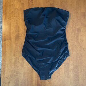 Size 14 Ceeb black padded-cup tummy control bandeau swimsuit